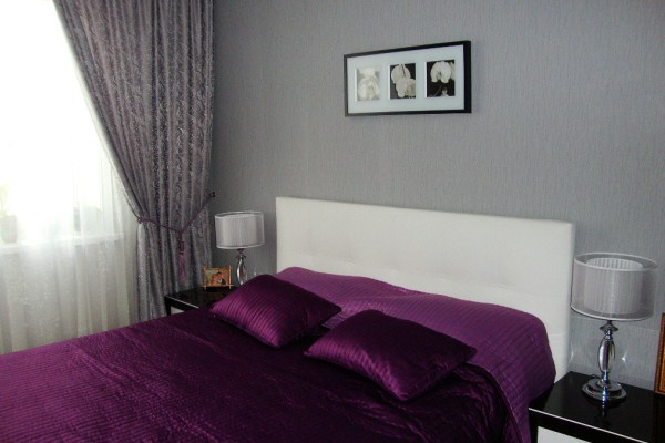 Izrada ljubičaste spavaće sobe ili lila, primjeri fotografija
