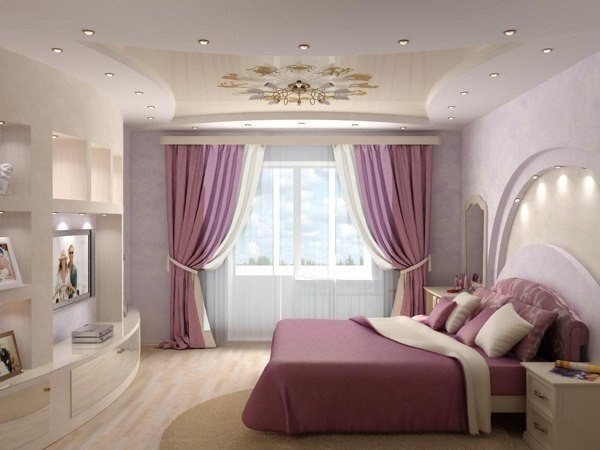 Spavaća soba u ljubičastoj i ljubičastoj boji: značajke, kombinacije, fotografije u unutrašnjosti